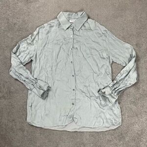 NWOT Michael Stars Women’s M Satin Jersey Long Sleeve Burton Down Shirt Top